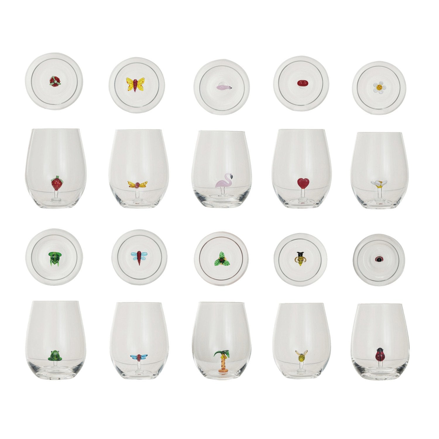 Stemless Wine Glass w/ Figure Inside, 10 Styles