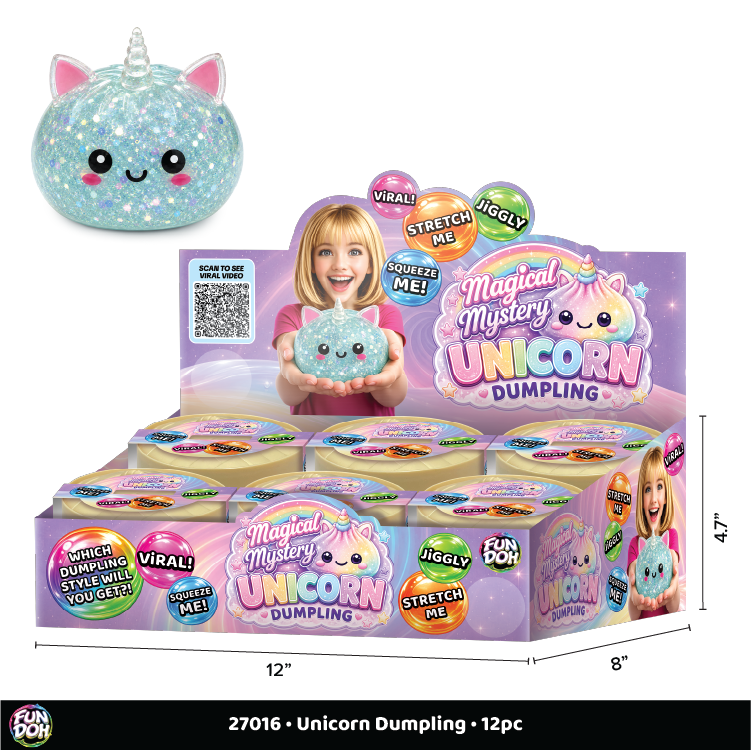 Novelty Brands Fun Doh Unicorn Mystery Dumpling squishy toy, pastel unicorn design