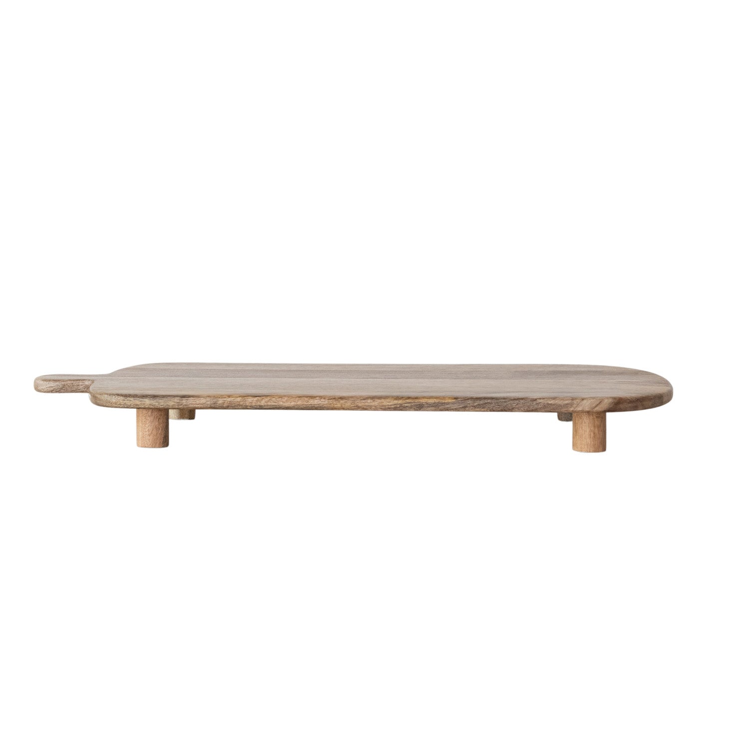 Mango Wood Footed Cheese/Serving Board with Handle, Natural