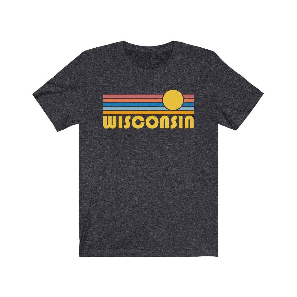 Wisconsin T Shirt, Retro Sunrise Unisex Graphic Tee