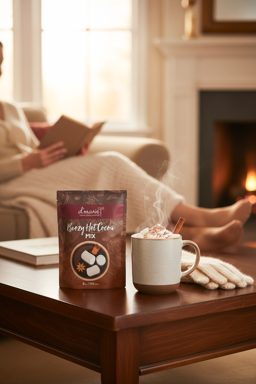 d'marie inc. Boozy Hot Cocoa ready-to-heat cocktail pouch