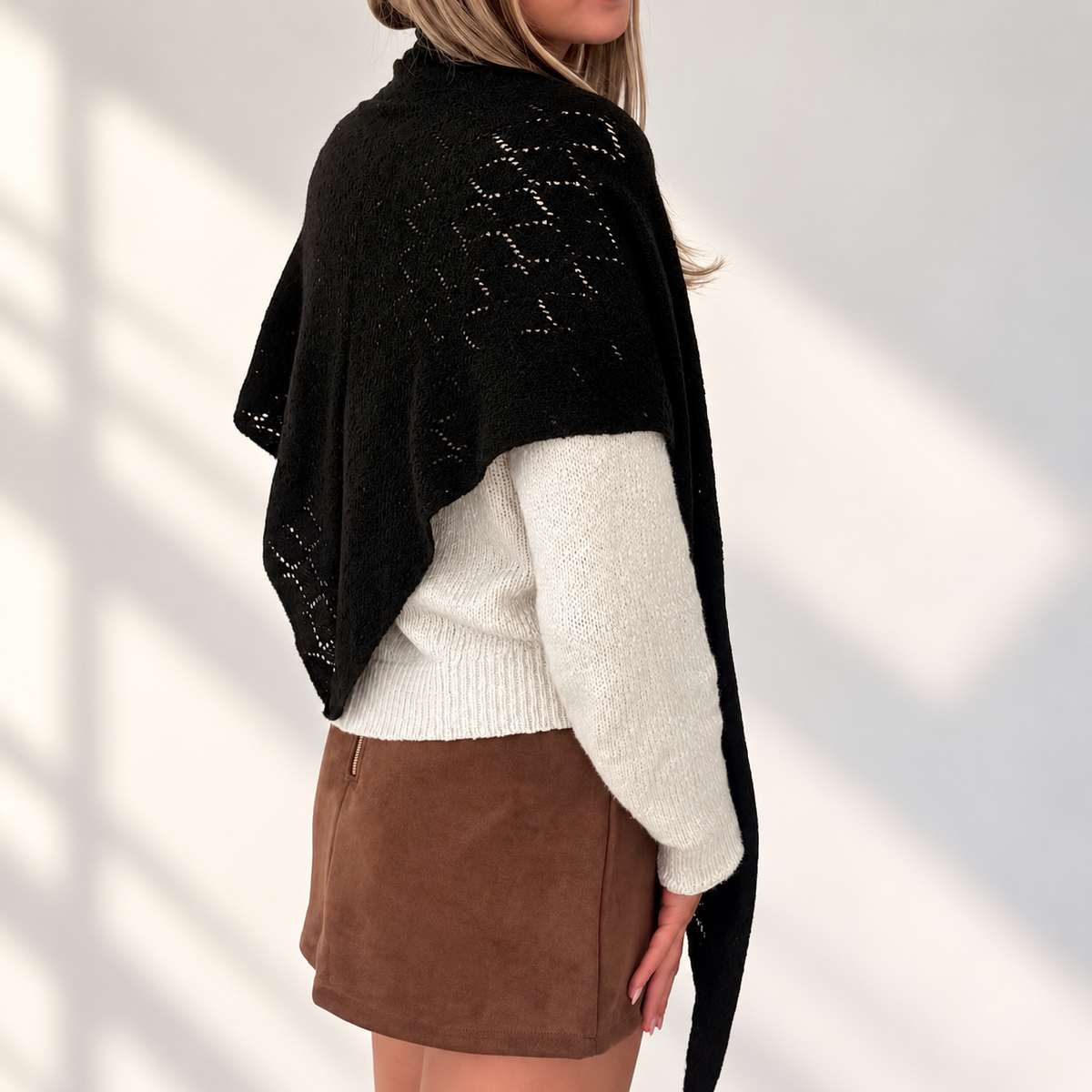 Elaine Black Triangle Scarf, Black