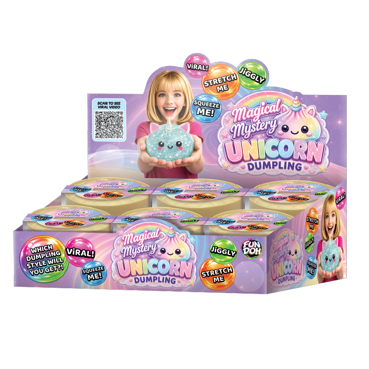 Novelty Brands Fun Doh Unicorn Mystery Dumpling squishy toy, pastel unicorn design