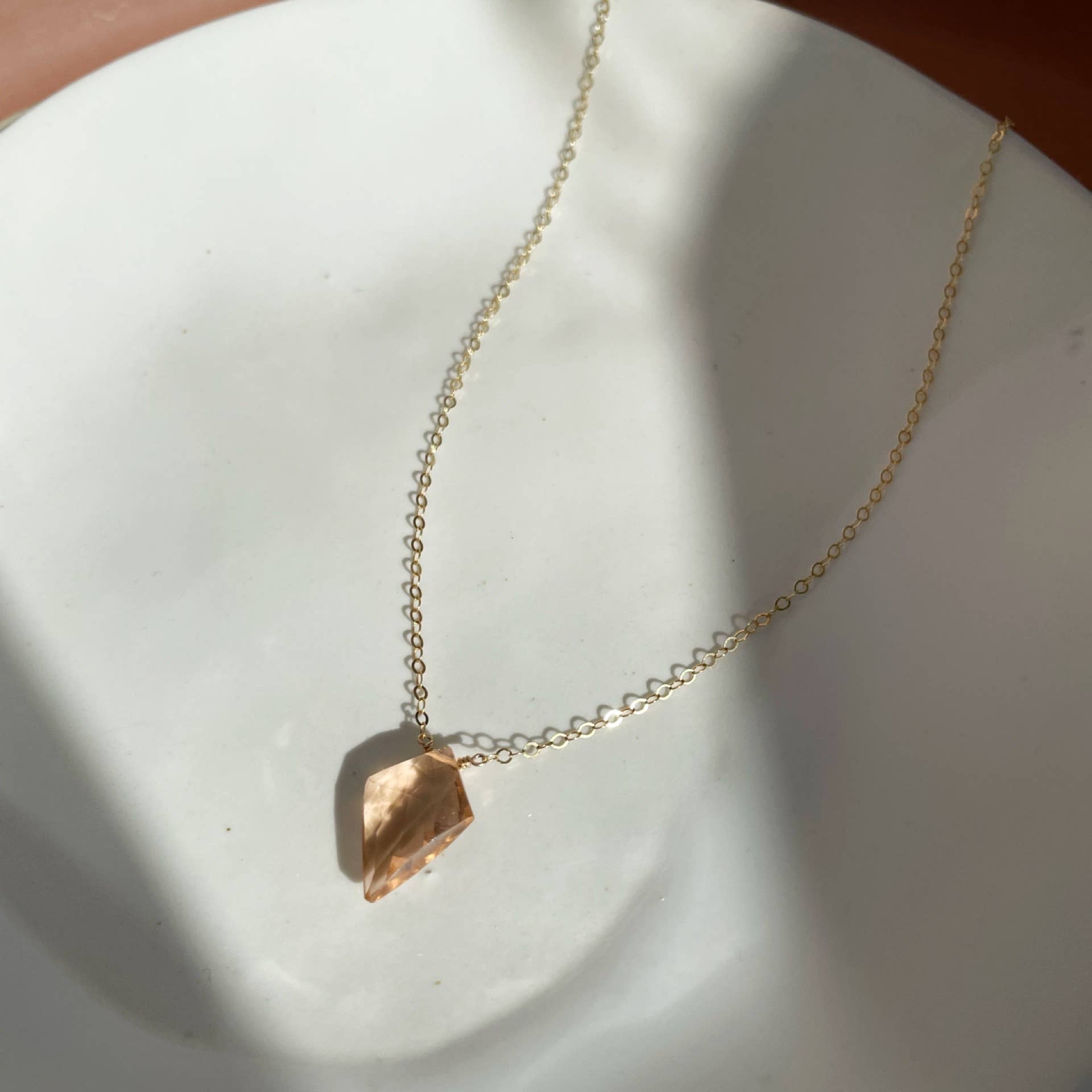 Champagne Quartz Necklace, 14" / 14k Gold Fill
