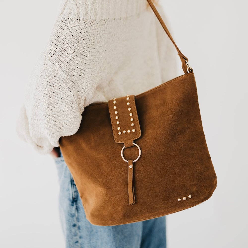 Pretty Simple Rosemary faux suede bucket bag