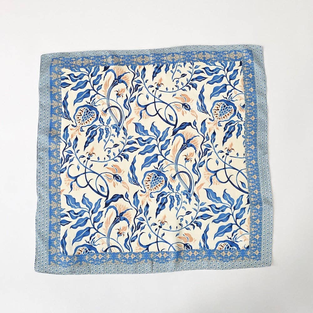 Pretty Simple Alice square scarf in blue floral print