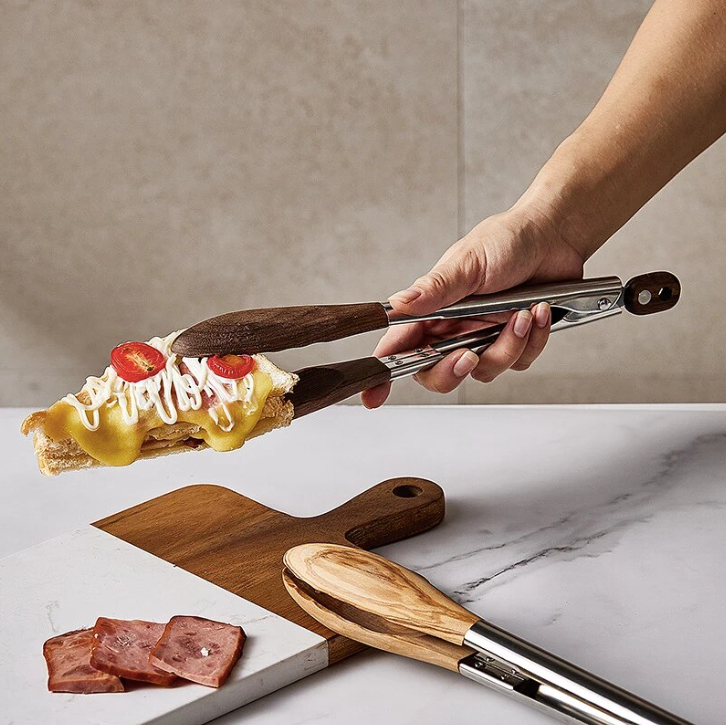 Non-Stick Wood Cooking Tong - Thumbnail 4