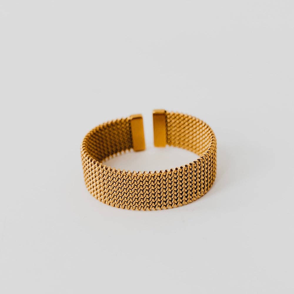 Braided Mesh Cuff Waterproof Bracelet, Gold