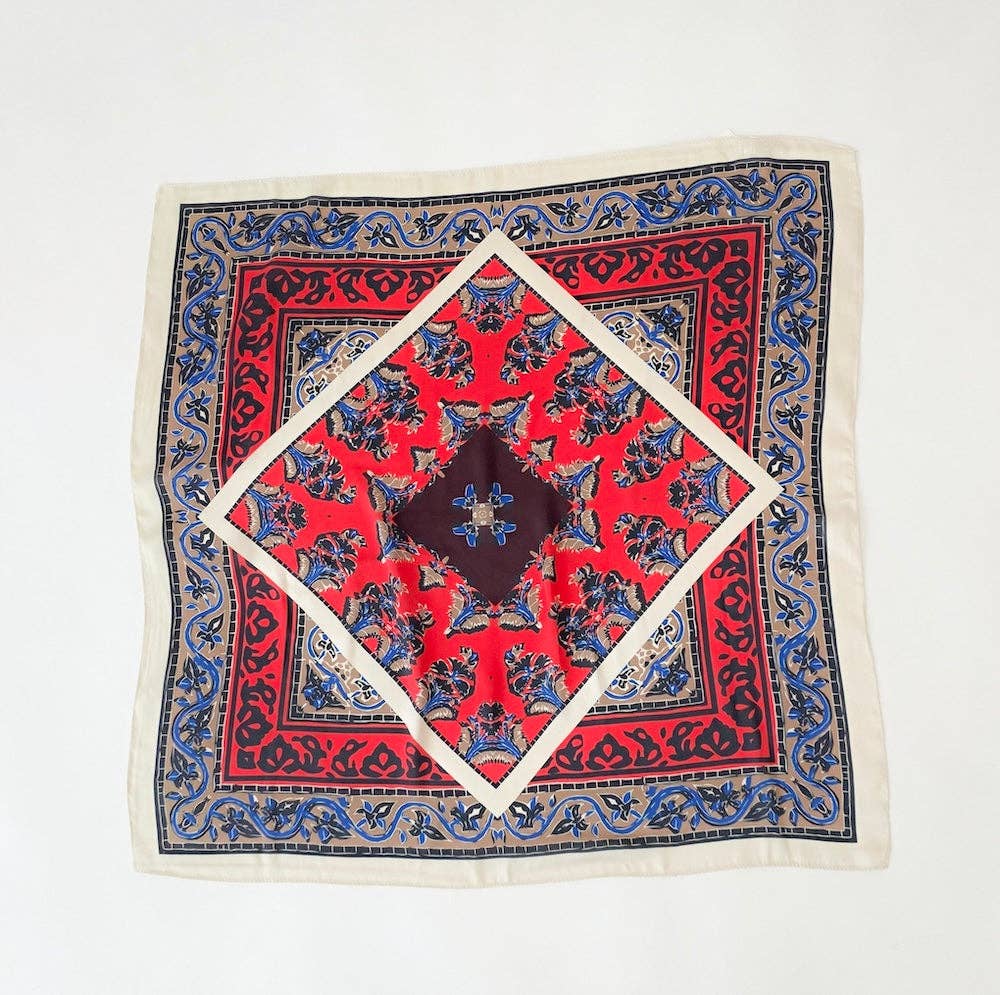 Alice Square Scarf, Blue Floral