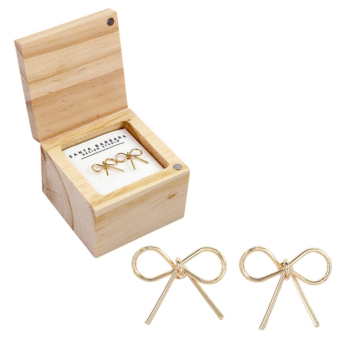 Beautiful Things bow earrings in treasure box, alternate view