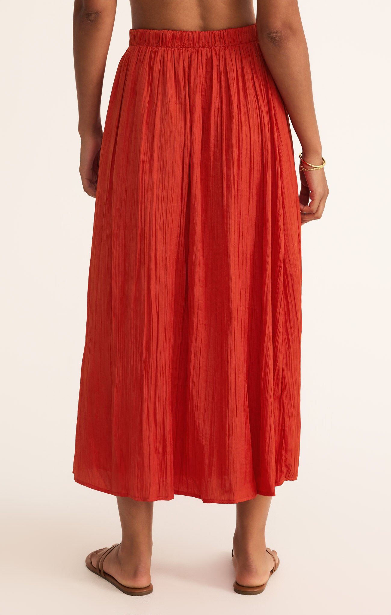 Nicoline Crinkle Midi Skirt, Cabana Red