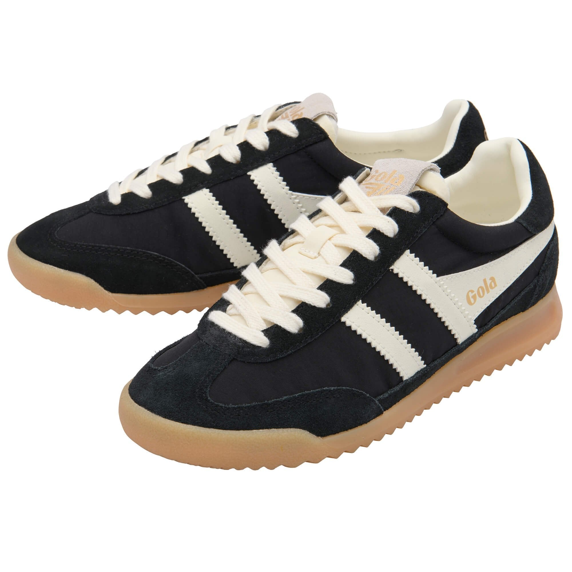 Black and white sneaker on a plain background