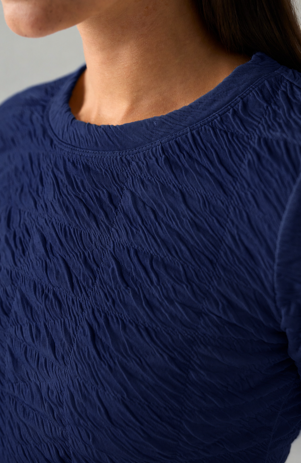 Liverpool Long Flare Sleeve Crew in Navy