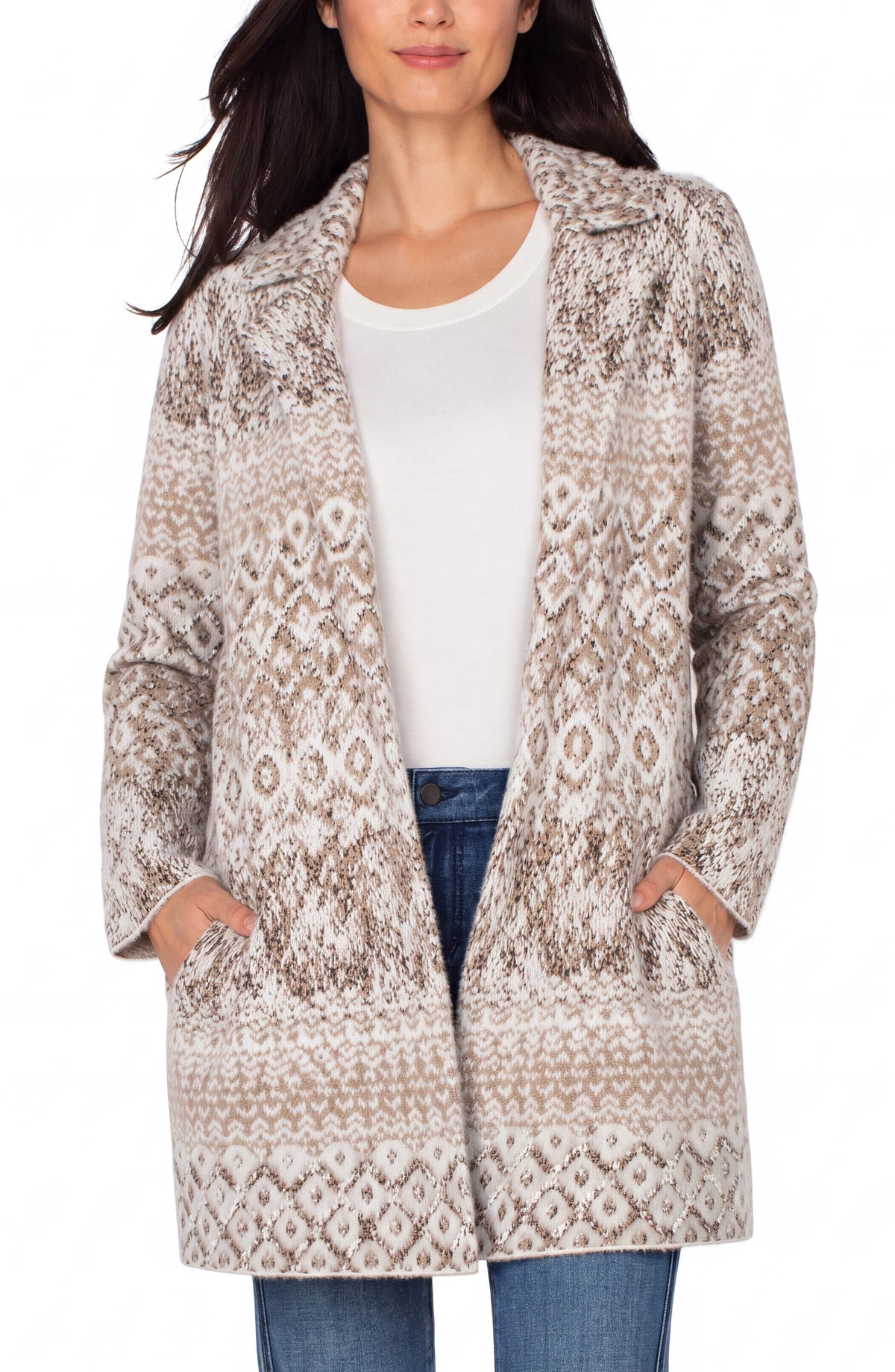Liverpool Long Sleeve Open Front Sweater Coat