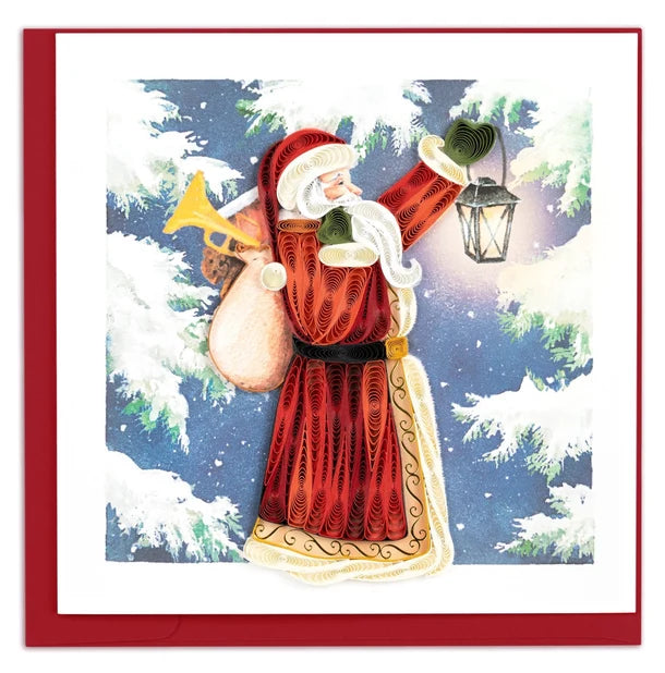 Quilling Card handmade quilled vintage Santa Christmas card
