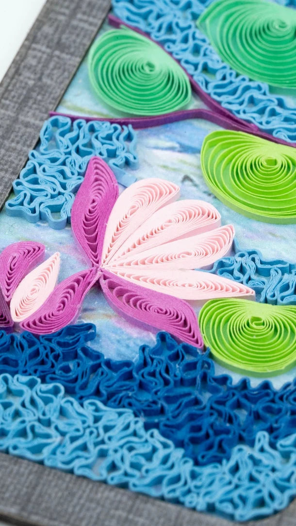 Quilling Card handmade quilled paper art bookmark, Water Lilies after Monet