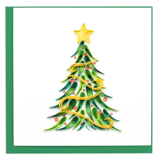 Quilling Card handmade quilled gold garland Christmas tree greeting card