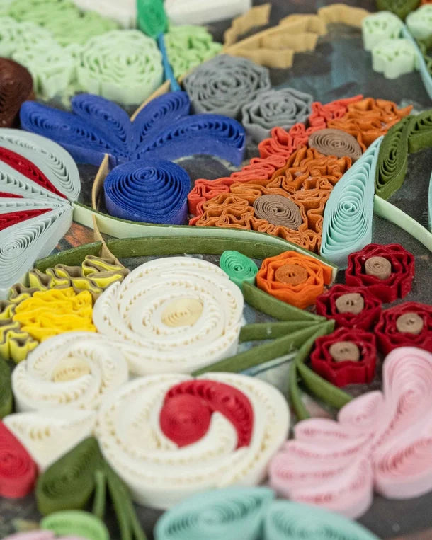 Quilling Card handmade quilled paper art card, Still Life with Flowers and Fruit after van Huysum