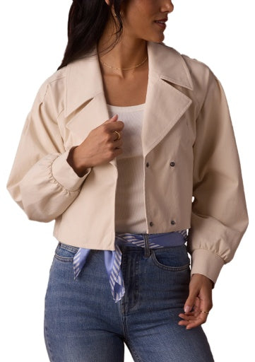 Gia Lapel Cropped Jacket, Chalk