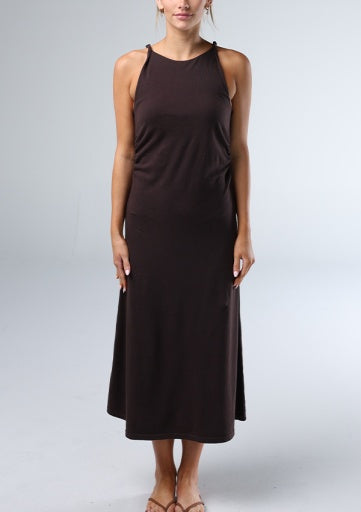 Normal Jersey Draped Midi Dress, Umber