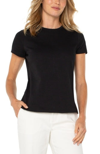 Short Sleeve Crew Neck Tee, Black