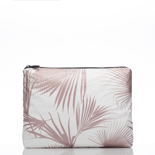 Mid Pouch, Day Palms Rose Gold