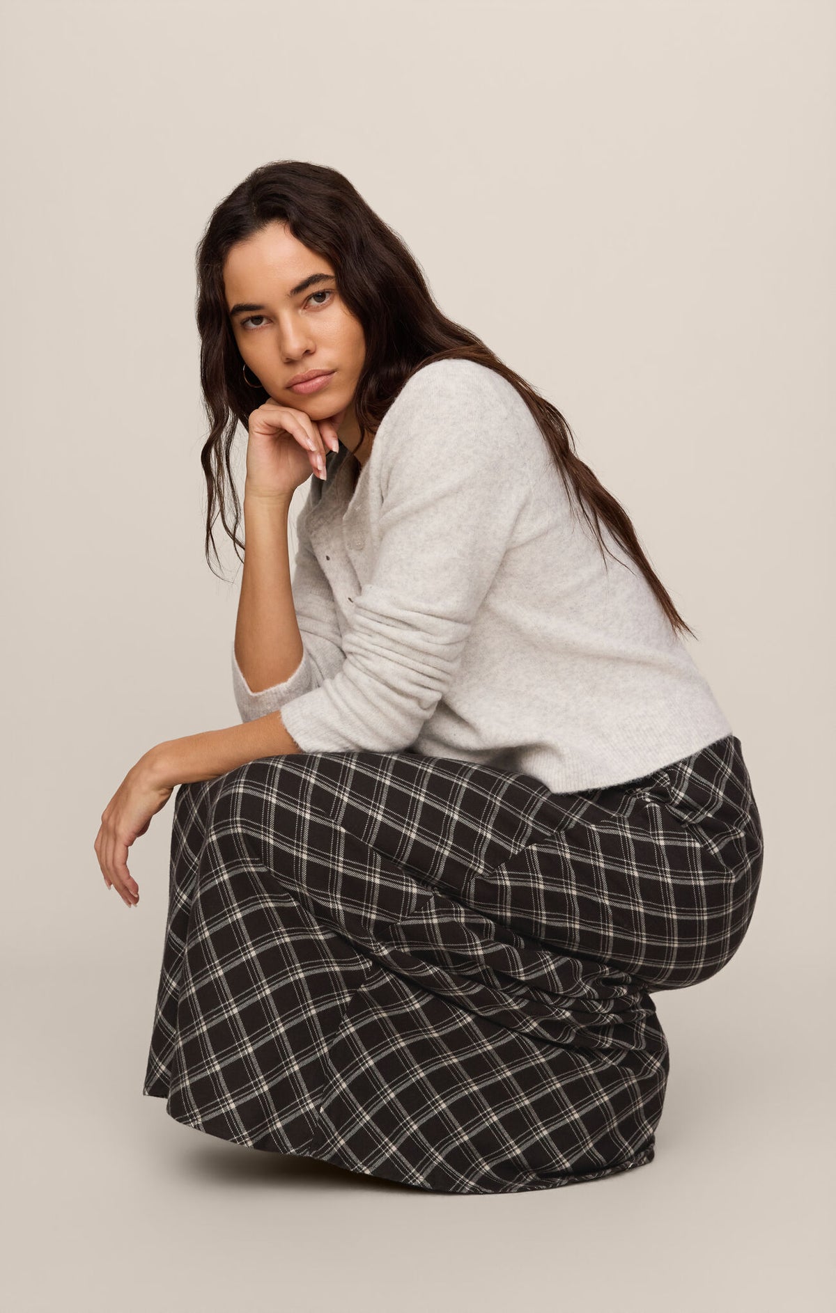Europa Plaid Skirt in Ash Black