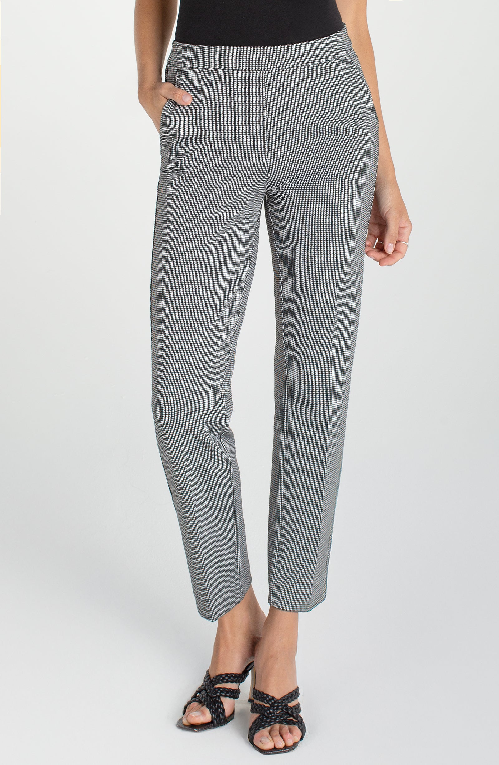 Kayla Pull-on Trouser, Black & White Check