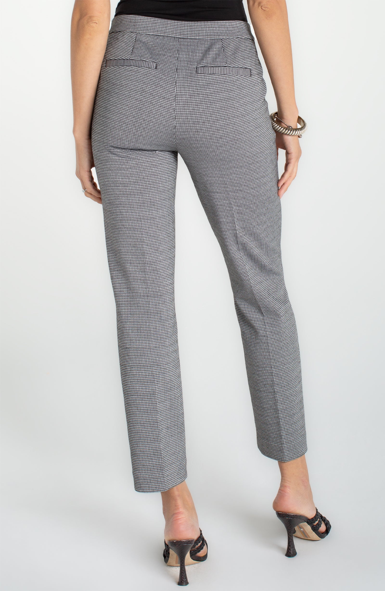 Kayla Pull-on Trouser, Black & White Check
