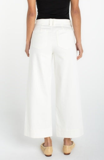Liverpool wide leg crop pant, whipped cream, back view