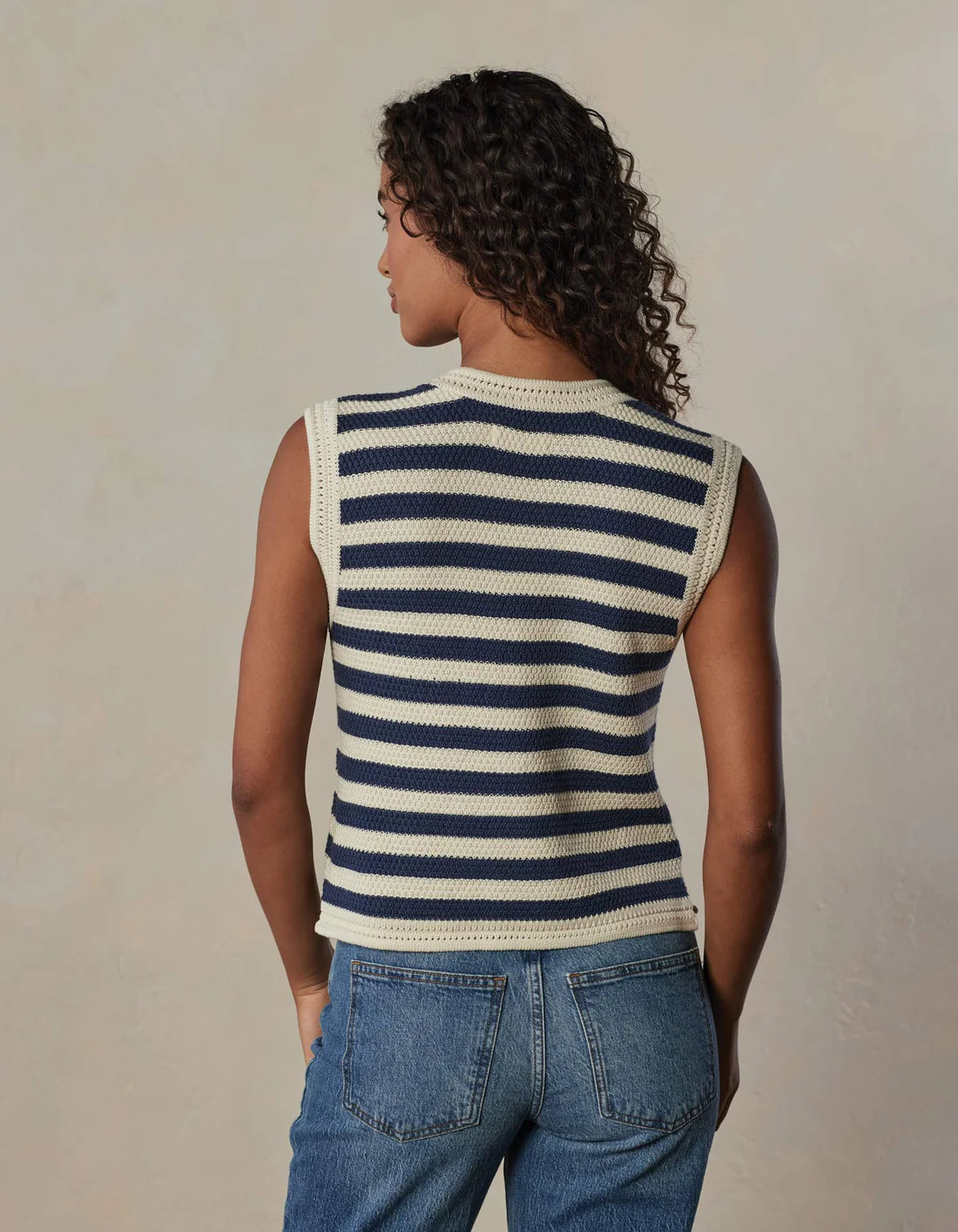 Wanderlust Tank, Cream/Navy