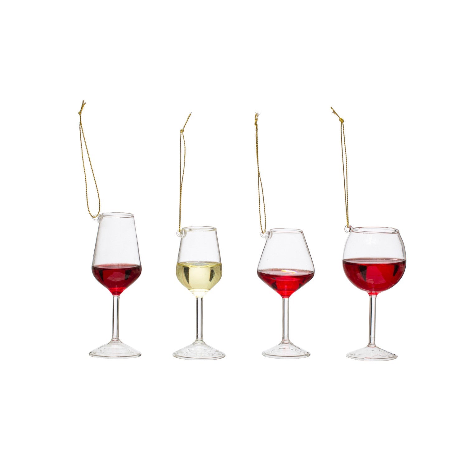 4"H Wine Glass Ornament, 4 Styles
