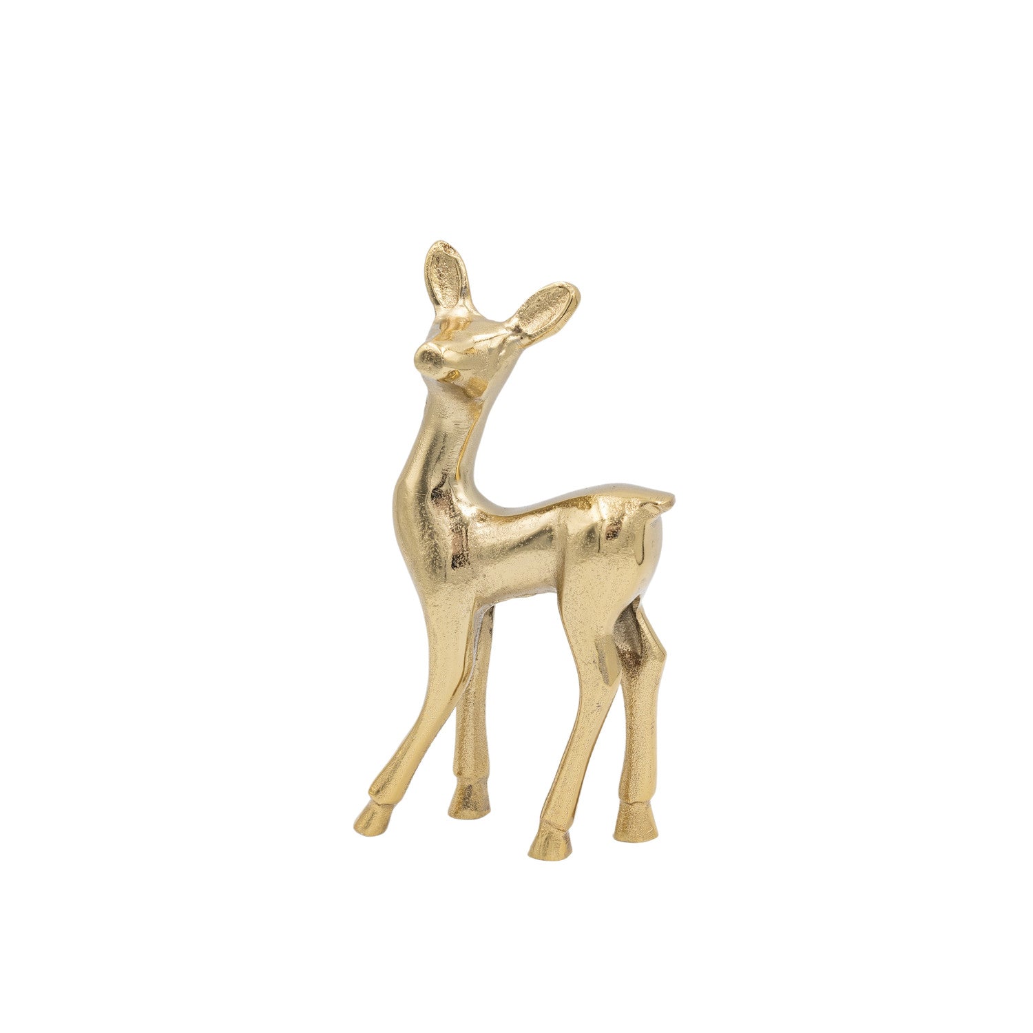 4-1/2"L x 2"W x 8-1/4"H Cast Aluminum Deer, Gold Finish
