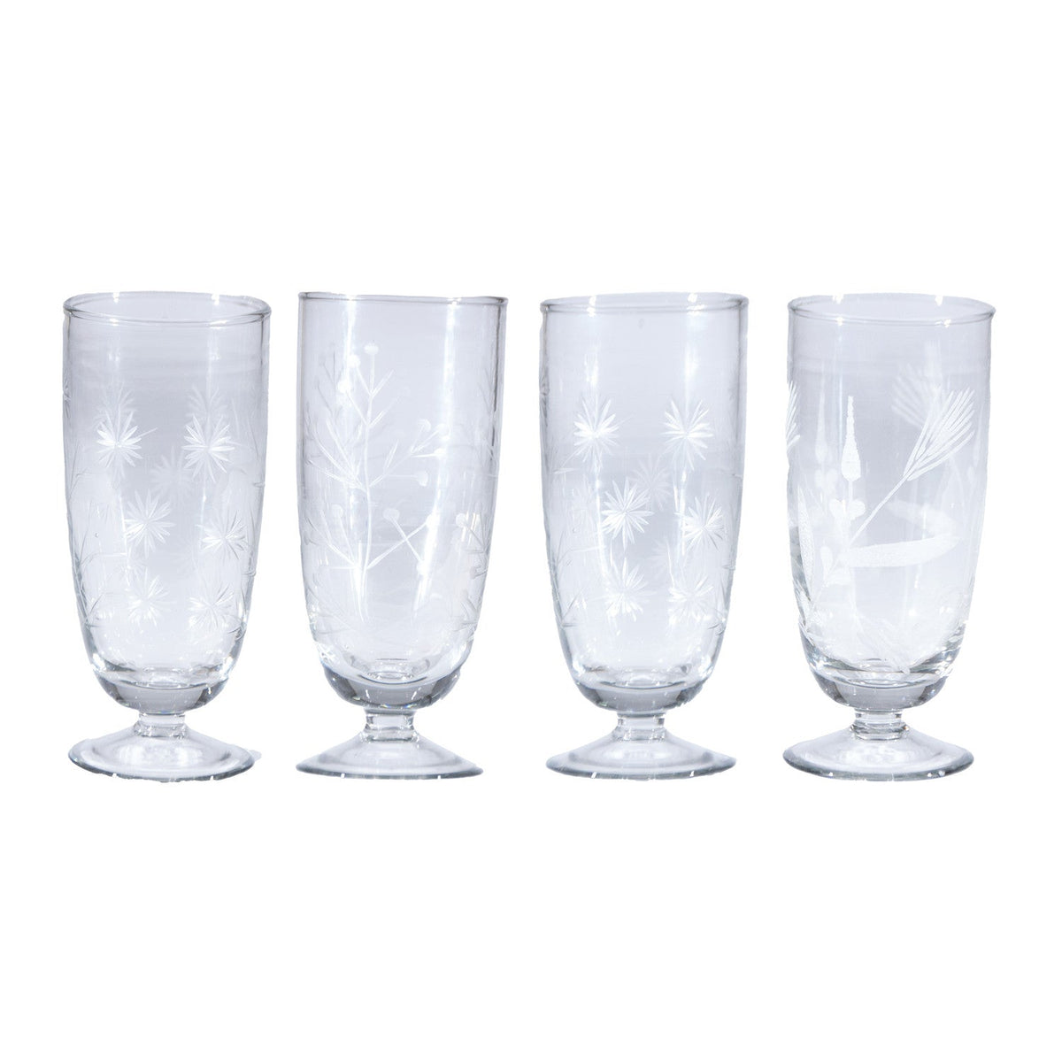 8 oz. Hand-Blown Stemmed Drinking Glass, 4 Styles