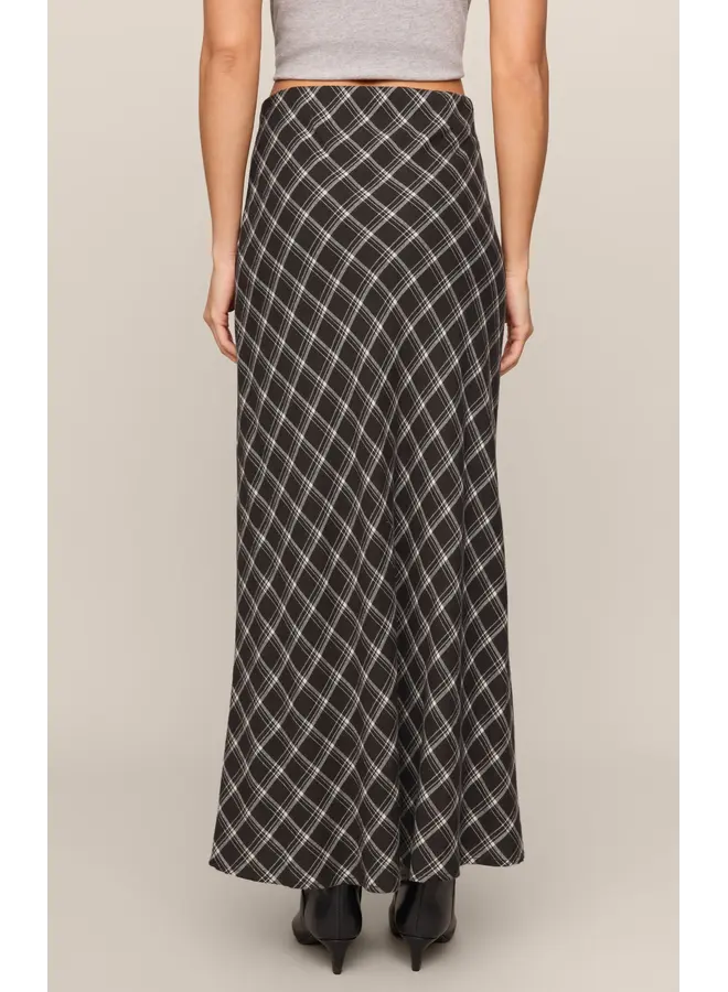 Europa Plaid Skirt in Ash Black - detail