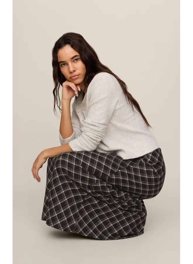 Europa Plaid Skirt in Ash Black - styled