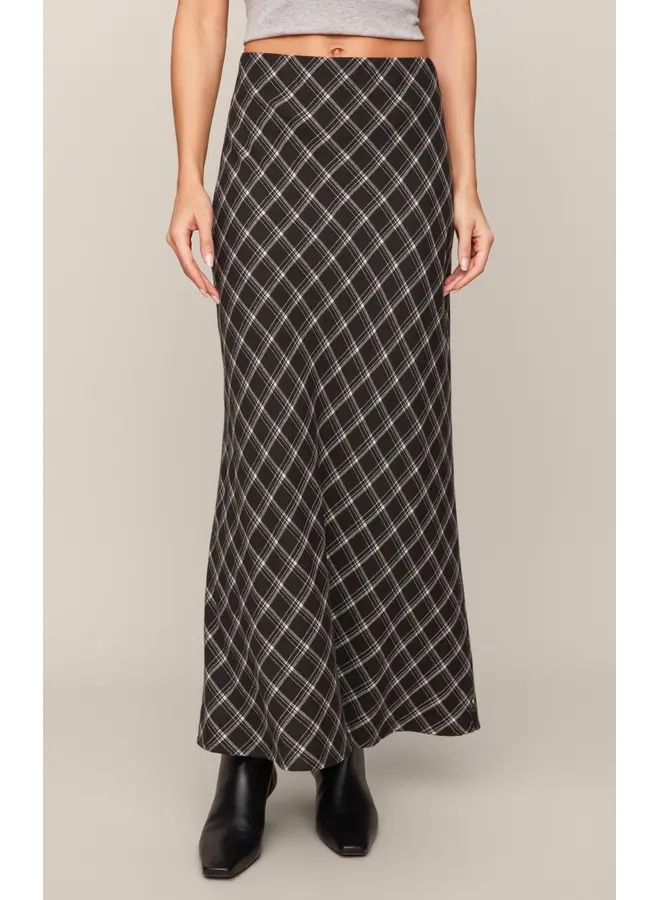 Europa Plaid Skirt in Ash Black - front