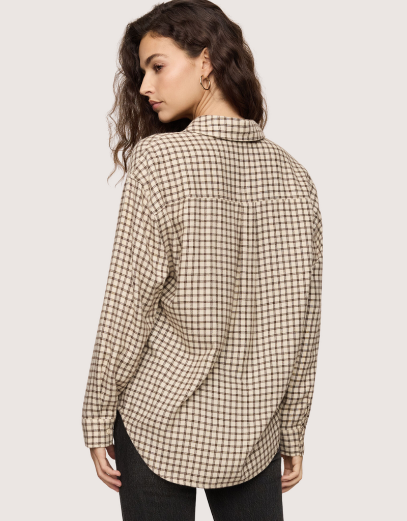 River Plaid Button Up in Dark Chocolate - detail